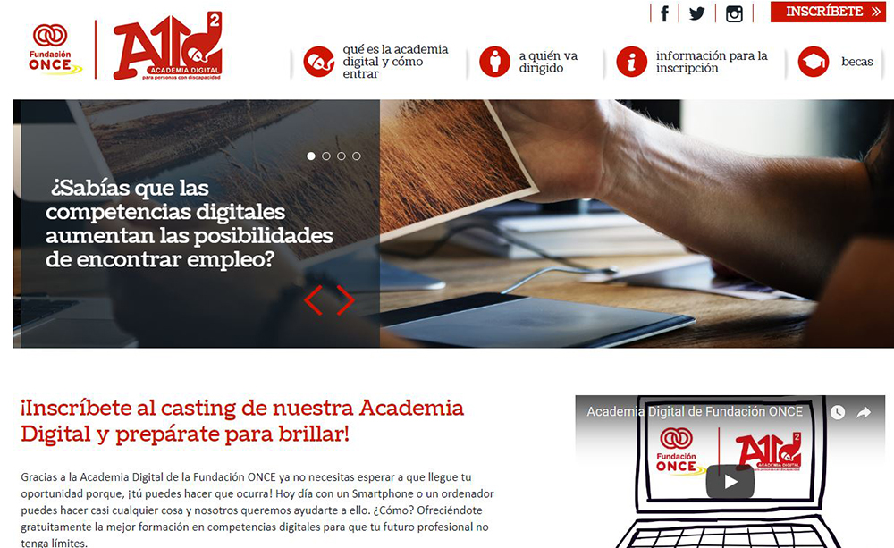 Pantallazo de la web de la Academia Digital