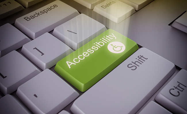 Fotografía de un teclado con una tecla en la que pone 'Accesibility'