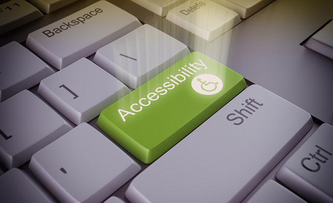Fotograf&iacute;a de un teclado con una tecla en la que pone 'Accesibility'