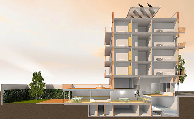 Imagen del diseño del edificio de vivienda colaborativa de Aflorem