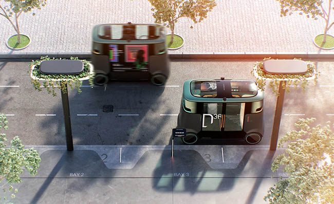 Imagen ficticia mostrando una calle del futuro con coches aut&oacute;nomos