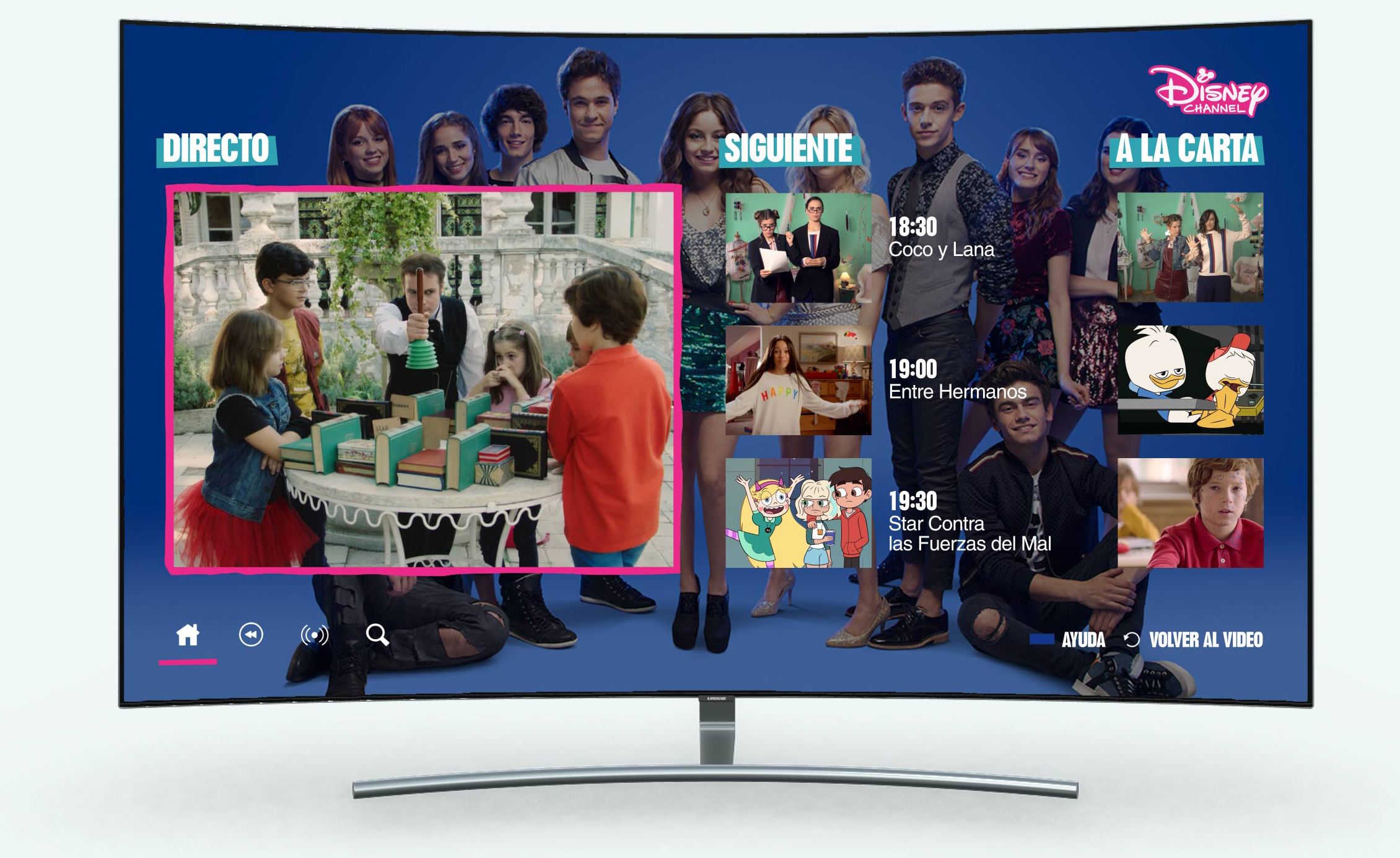Imagen de un televisor inteligente de Samsung con la aplicación de Disney Channel