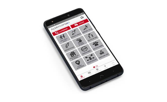 Imagen de un móvil con la aplicación AlertCops