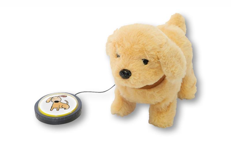 Imagen de un perrito de pelucho adaptado a un pulsador