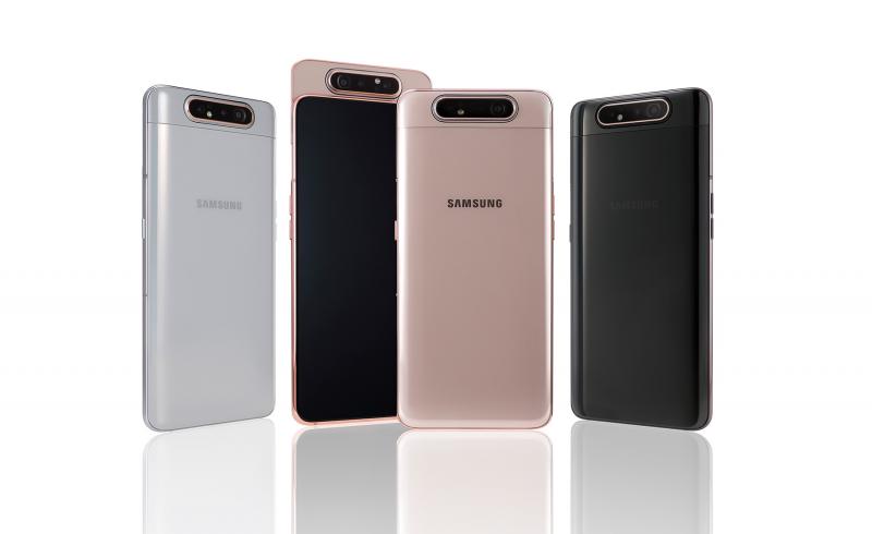 Imagen comercial de varios Samsung Galaxy A80