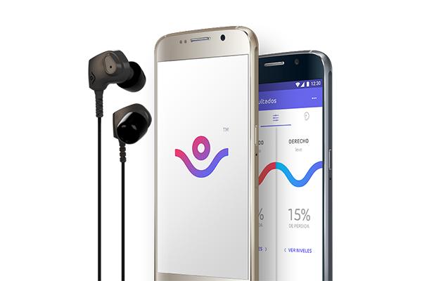 Imagen de smartphones con la aplicación uSound y unos auriculares