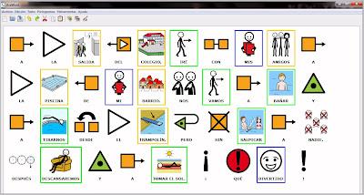 Captura de pantalla de AraWord en la que se ven distintos pictogramas.