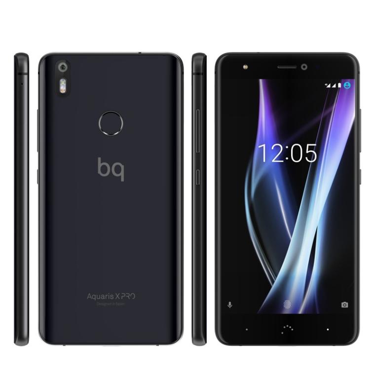 El tel&eacute;fono BQ Aquaris X Pro visto desde cuatro &aacute;ngulos diferentes