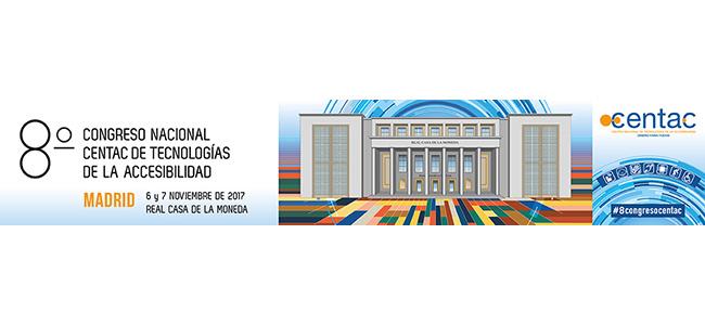 Banner del octavo Congreso Nacional de Tecnolog&iacute;as de la Accesibilidad organizado por CENTAC