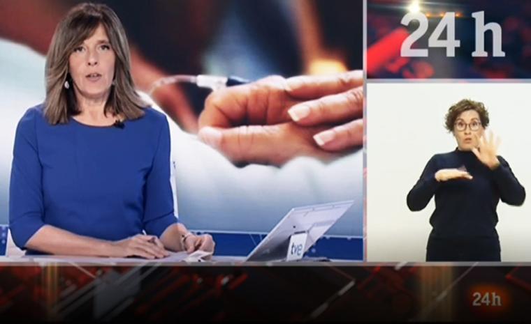 Captura de un telediario con lengua de signos del Canal 24 horas