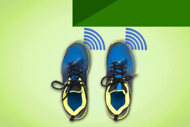 Infograf&iacute;a del sistema para astronautas aplicado a unas zapatillas para personas ciegas