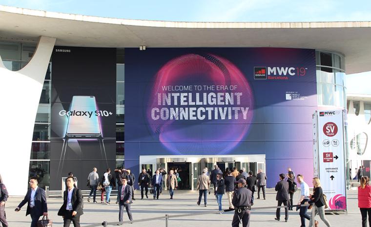 Fotograf&iacute;a de la entrada principal de la feria Mobile World Congress 2019