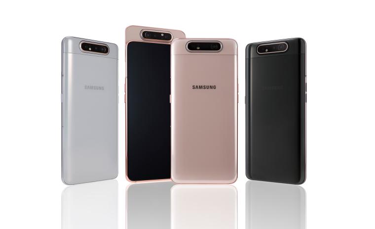 Imagen comercial de varios Samsung Galaxy A80