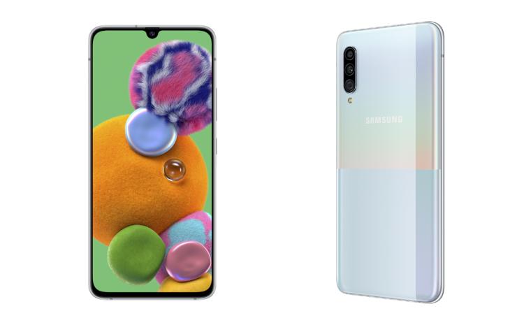Imagen comercial de la parte frontal y trasera del nuevo Samsung A90