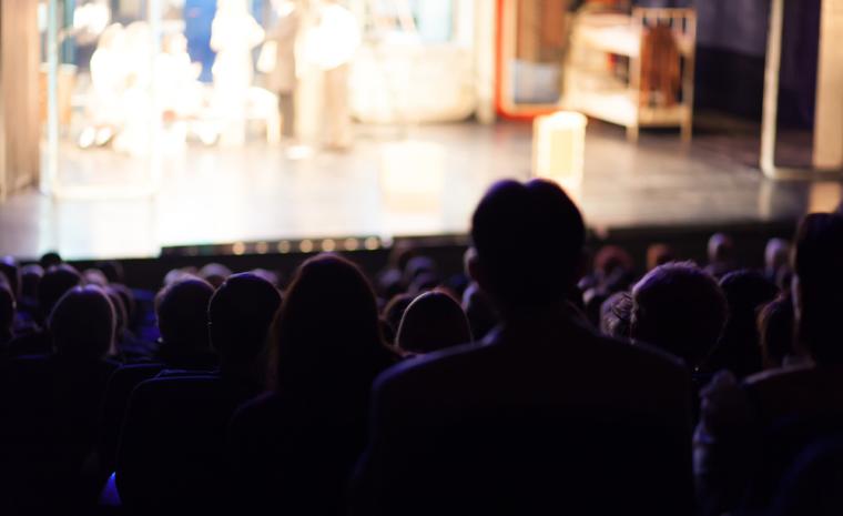 Varias personas en el p&uacute;blico durante una representaci&oacute;n teatral