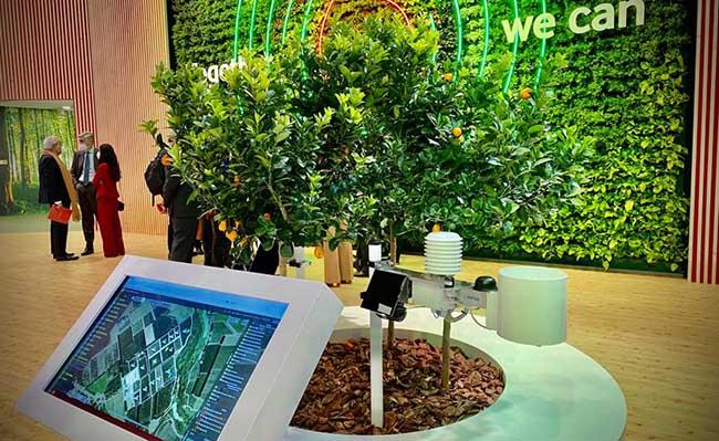 Imagen de un sensor de los utilizados en la aplicaci&oacute;n MyFarmWeb en el stand de Vodafone en el MWC de Barcelona