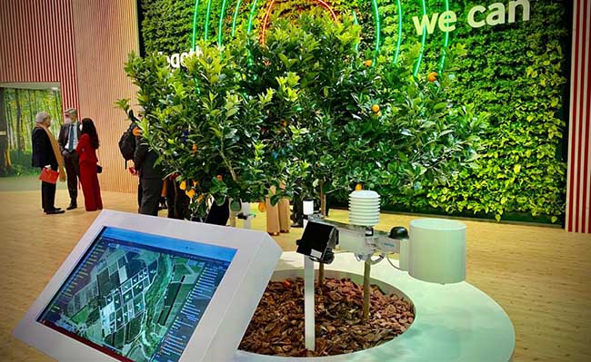 Imagen de un sensor de los utilizados en la aplicaci&oacute;n MyFarmWeb en el stand de Vodafone en el MWC de Barcelona
