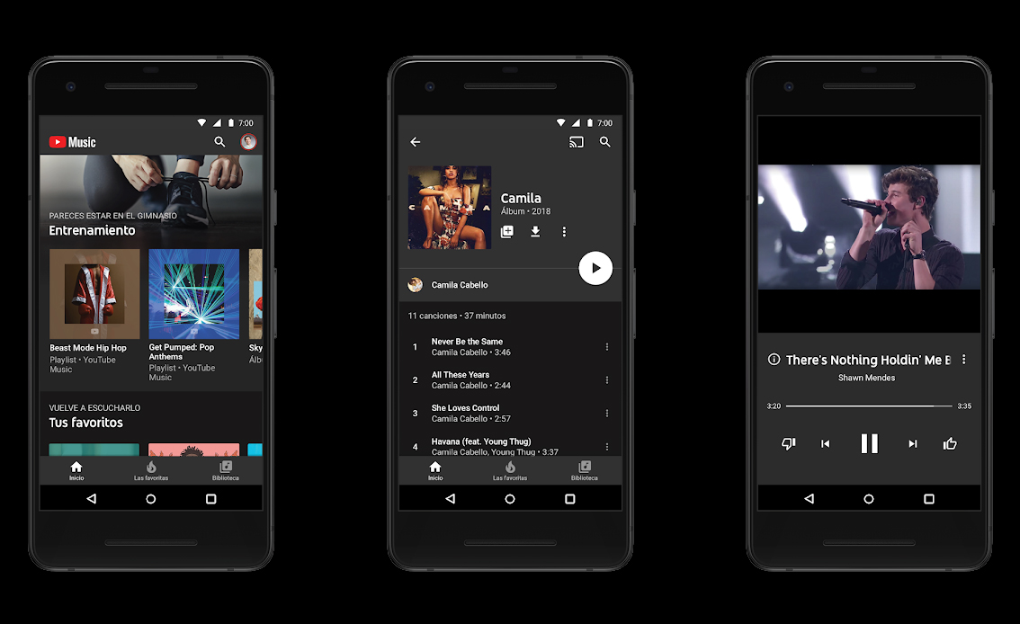 Imagen de varios móviles utilizando el servicio YouTube Music